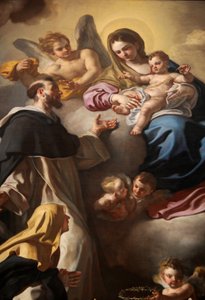 Madonna af rosenkrans med de hellige Dominic og Catherine af Francesco Solimena