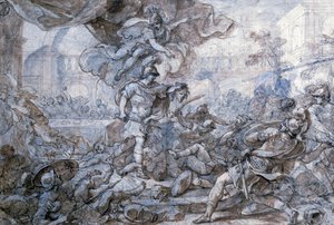 Perseus holder hovedet af Medusa op, 1700-tallet af Francesco Solimena