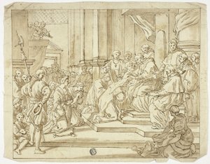 Paven velsigner nonne af Francesco Solimena