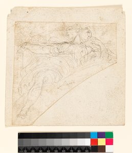 Recto: Studie til en kvindeskikkelse i en spandrel. Verso: Tegning på bagsiden af papiret, før 1747 af Francesco Solimena