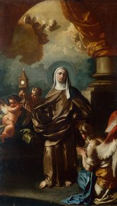 Saint Clare med en engel (olie) af Francesco Solimena