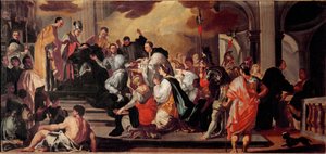Munkens vane hos den langobardiske kong Ratchis (Ratgis) (744-749) ved klosteret på Mount Cassin (Mount Cassin, Monte Cassino) Maleri af Francesco Solimena (1657-1747) Museo dell