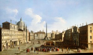 Piazza Navona, Rom, med en Commedia dell "Arte Performance,