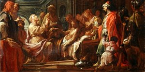 Studie for Saint Matthew Resuscitating the Son of the King of Etiopia (olie på lærred) af Francesco Trevisani