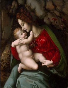 Madonna og barn, ca. 1520 (olie og guld på træ)