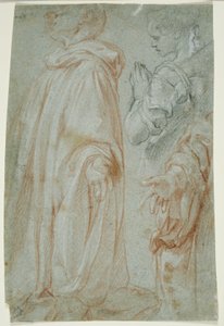 Tre studier for den opstandne Kristus tilbedt af en kvindelig hellig og San Silvestro Gozzalini, 1607 af Francesco Vanni