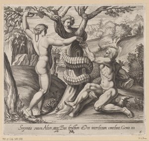 Eva tilbyder Adam den forbudte frugt Malerier i Raphaels Loggia (serietitel) La Sacra Genesi (serietitel)