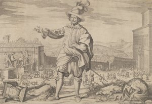 Portræt af Ioannes Altus Johann Alten, fra den schweiziske garde, stående ved Quirinalen og..., 1623.