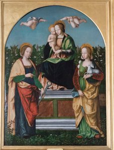 Madonna og barn, St. Agatha og St. Agnes af Francesco Zaganelli di Bosio