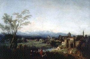 Fantastisk landskab, Vicenza (olie på lærred) af Francesco Zuccarelli