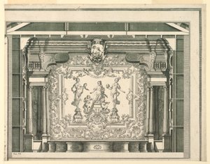 Tværsnit, Proscenium og gardin, Teatro Filarmonico, Verona af Francesco Zucchi