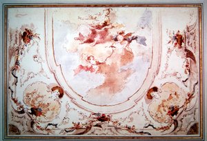 Baggrundsprojekt (pen & blæk & wc på papir) af Francesco attr. to Guardi