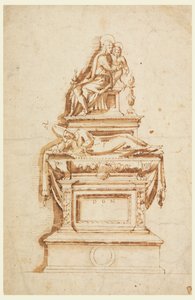 Design til et gravmonument for en Medici-kardinal af Francesco da Sangallo