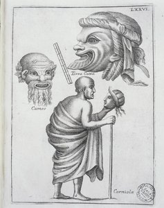 Masker brugt til klassiske dramaer i det gamle Rom ... af Francesco de Ficonori