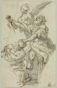 Skitse af spandrel med ofring af Isak af Francesco de Mura