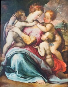 Madonna og barn, den unge Johannes og en engel