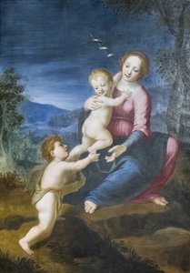 Jomfruen med Jesus og Johannes Døberen af Francesco di Cristofano Franciabigio