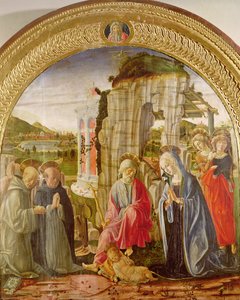 Adoration of the Child af St. Ambrose og St. Bernard (Oil On Panel)