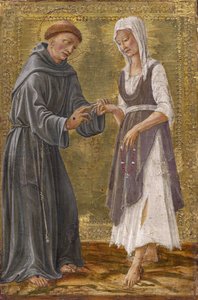 Den hellige udveksling mellem Saint Francis og Lady Poverty par Francesco di Giorgio Martini (1439-1501). Tempera på panelet