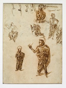 Skitser af figurer;helgener;en engel;en arm;ben ...