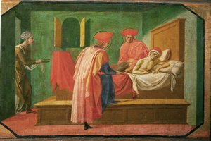 Cosmas og Damian behandler en syg mand ... af Francesco di Stefano Pesellino