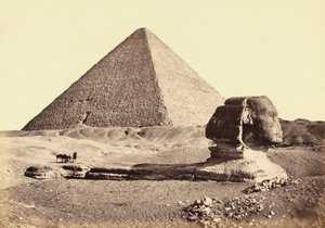 Den store pyramide i Giza og Sfinxen, Egypten. 19. århundrede. af Francis (after) Frith