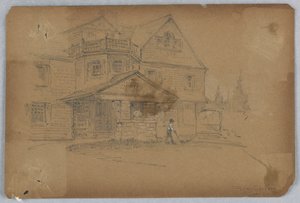 Porte-cochere, Scott Cottage af Francis Augustus Lathrop