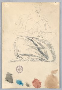 Skitse af draperi til siddende figur af Francis Augustus Lathrop