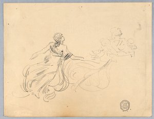 Skitse af to kvindefigurer af Francis Augustus Lathrop