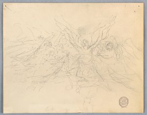 Skitse af tilbedende engle af Francis Augustus Lathrop