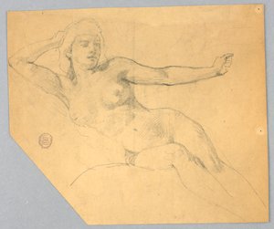 Skitse af en nøgen kvinde af Francis Augustus Lathrop