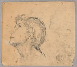 Skitse af et kvindehoved af Francis Augustus Lathrop