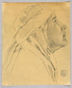 Skitse af et kvindehoved af Francis Augustus Lathrop