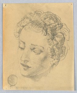 Skitse af en kvindes hoved af Francis Augustus Lathrop