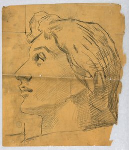 Skitse af en kvindes hoved af Francis Augustus Lathrop