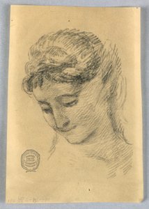 Skitse af et kvindehoved af Francis Augustus Lathrop
