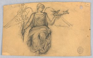 Fjeder, Skitse af bevinget Figur af Francis Augustus Lathrop