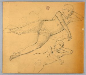 Studier af nøgen figur af Francis Augustus Lathrop