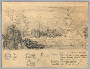 Studer til et vægmaleri eller panel af Francis Augustus Lathrop