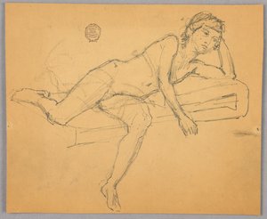 Studie af nøgen figur af Francis Augustus Lathrop