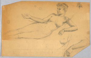 Studie af nøgen figur af Francis Augustus Lathrop