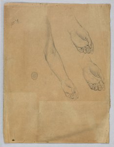Tre studier af en venstre hånd af Francis Augustus Lathrop