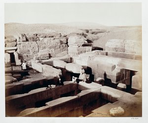 Et udgravet tempel ved foden af Sfinxen, Giza, Egypten, 4. marts 1862 af Francis Bedford