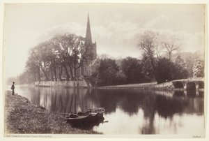 Stratford-on-Avon, kirke fra Avon af Francis Bedford