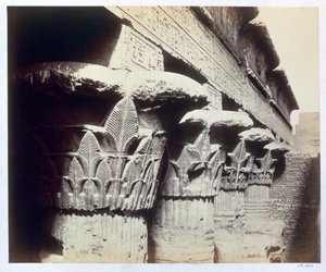Hovedstæderne i portikoen, Temple of Khnum, Esna, Egypten, 1862