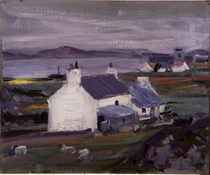 Farmsteading, Iona, Auchabhaich Croft (olie på lærred) af Francis Campbell Boileau Cadell