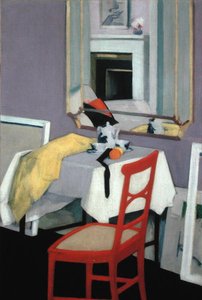 Interiør (Den røde stol) (olie på lærred) af Francis Campbell Boileau Cadell