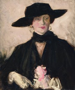 Lady in a Black Hat (olie på lærred) af Francis Campbell Boileau Cadell