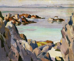 Staffa og Rhum fra Iona (olie på lærred) af Francis Campbell Boileau Cadell