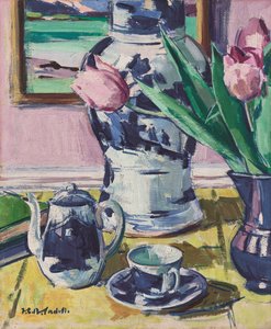 Stilleben med tulipaner og Iona